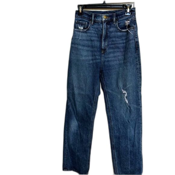 LOFT DIstressed Blue Jeans 90s High Waist Straight Leg - Women Size 26” or 2 - Picture 1 of 6